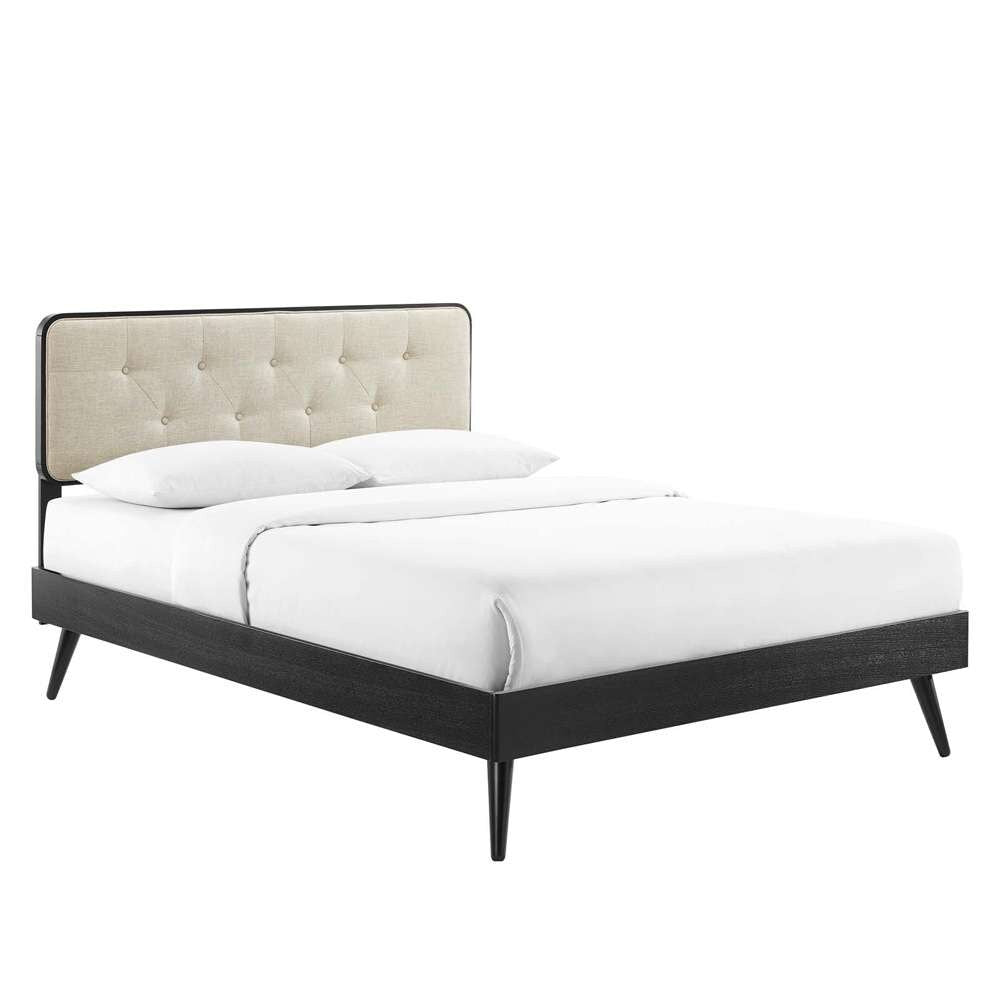 Modway - Bridgette King Wood Platform Bed With Splayed Legs - MOD-6647-BLK-BEI veiw 2