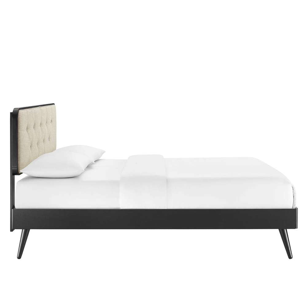 Modway - Bridgette King Wood Platform Bed With Splayed Legs - MOD-6647-BLK-BEI veiw 4