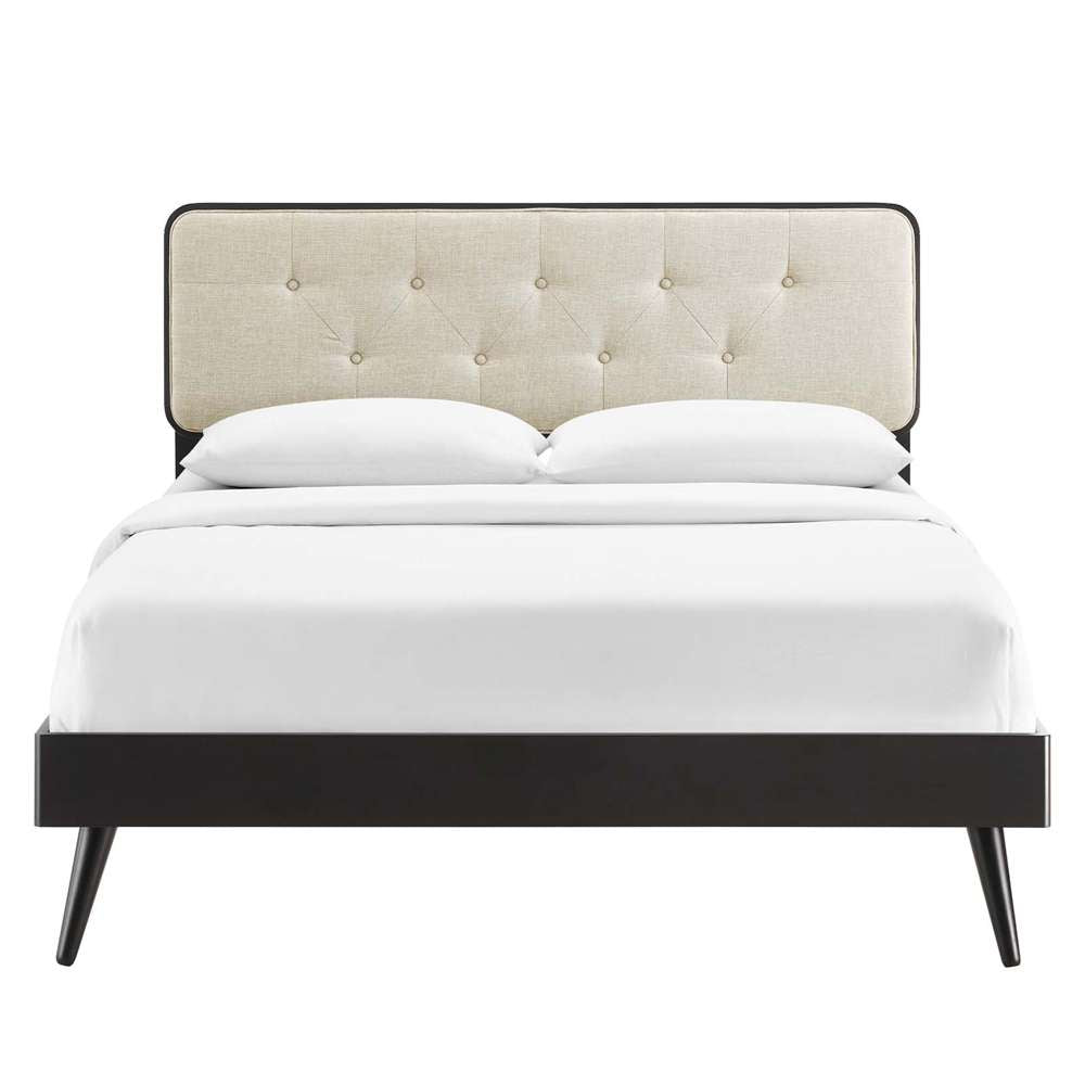 Modway - Bridgette King Wood Platform Bed With Splayed Legs - MOD-6647-BLK-BEI veiw 5