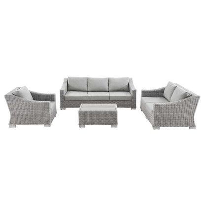 Modway - Conway 4-Piece Outdoor Patio Wicker Rattan Furniture Set in Light Gray Gray - EEI-5091-GRY veiw 1