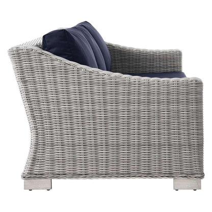 Modway - Conway 4-Piece Outdoor Patio Wicker Rattan Furniture Set in Light Gray Navy - EEI-5091-NAV veiw 4