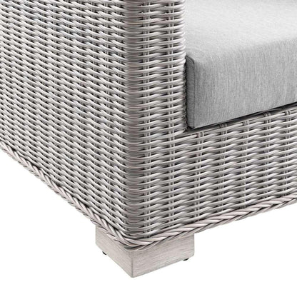 Modway - Conway 4-Piece Outdoor Patio Wicker Rattan Furniture Set in Light Gray Gray - EEI-5095-GRY veiw 6