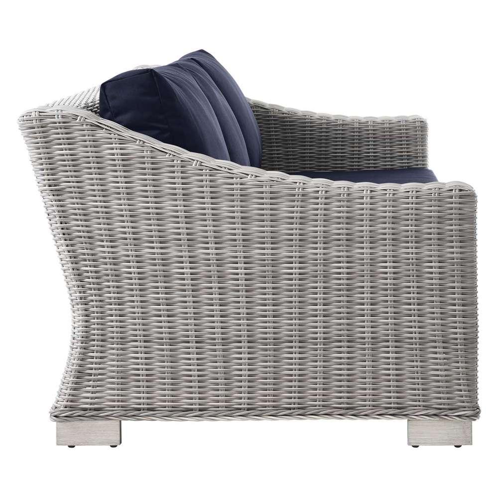 Modway - Conway 4-Piece Outdoor Patio Wicker Rattan Furniture Set in Light Gray Navy - EEI-5095-NAV veiw 4