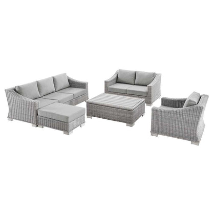 Modway - Conway 5-Piece Outdoor Patio Wicker Rattan Furniture Set in Light Gray Gray - EEI-5092-GRY veiw 1