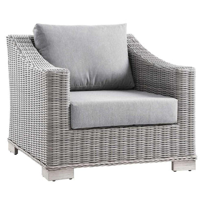 Modway - Conway 5-Piece Outdoor Patio Wicker Rattan Furniture Set in Light Gray Gray - EEI-5097-GRY veiw 6