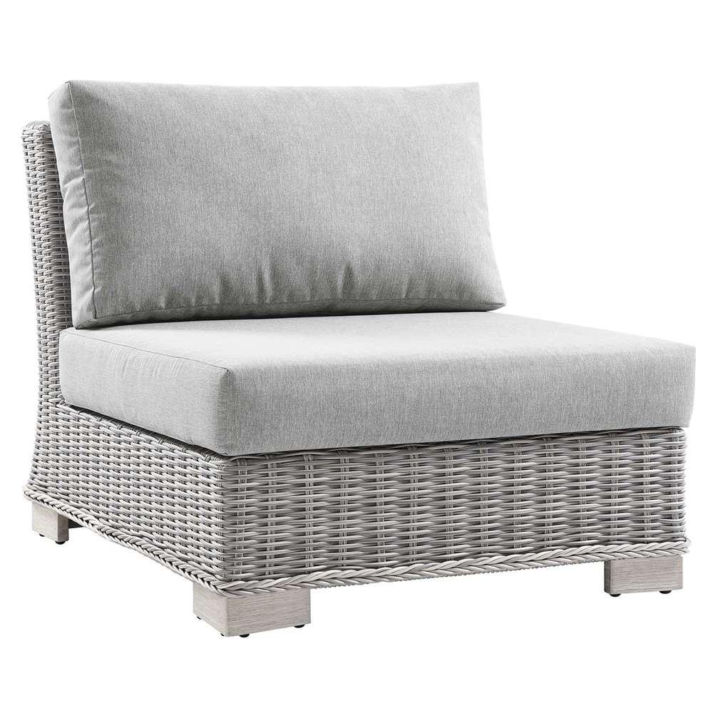 Modway - Conway Outdoor Patio Wicker Rattan Armless Chair - EEI-4847-LGR-GRY veiw 1