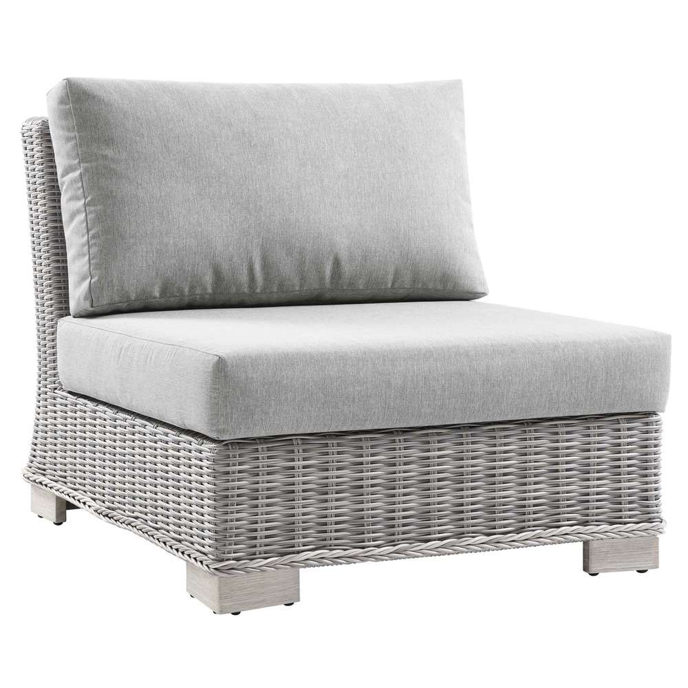 Modway - Conway Outdoor Patio Wicker Rattan Armless Chair - EEI-4847-LGR-GRY veiw 2