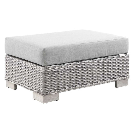 Modway - Conway Outdoor Patio Wicker Rattan Ottoman - EEI-4839-LGR-GRY veiw 1