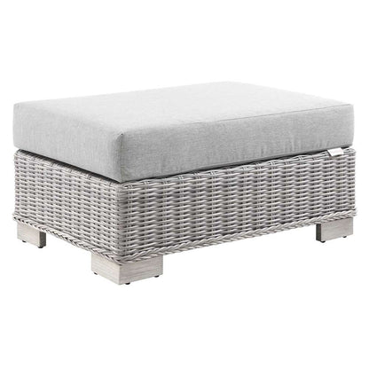 Modway - Conway Outdoor Patio Wicker Rattan Ottoman - EEI-4839-LGR-GRY veiw 2