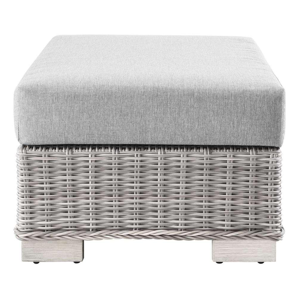 Modway - Conway Outdoor Patio Wicker Rattan Ottoman - EEI-4839-LGR-GRY veiw 3