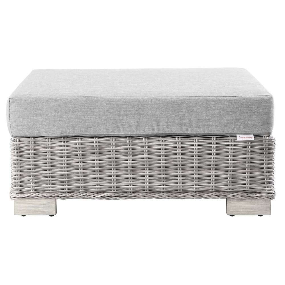 Modway - Conway Outdoor Patio Wicker Rattan Ottoman - EEI-4839-LGR-GRY veiw 4
