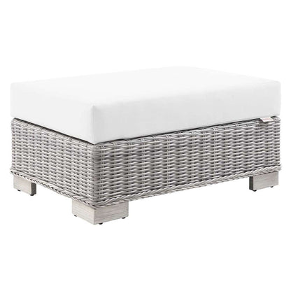 Modway - Conway Outdoor Patio Wicker Rattan Ottoman - EEI-4839-LGR-WHI veiw 2