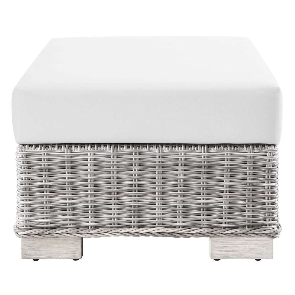 Modway - Conway Outdoor Patio Wicker Rattan Ottoman - EEI-4839-LGR-WHI veiw 3