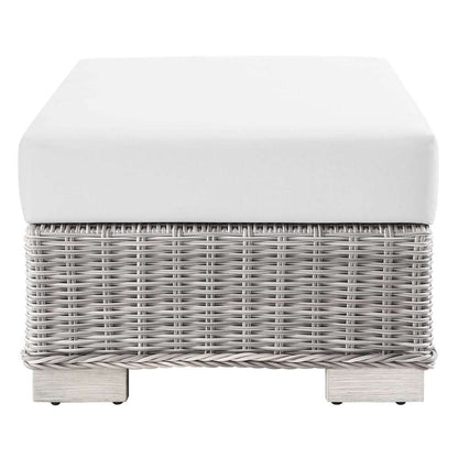 Modway - Conway Outdoor Patio Wicker Rattan Ottoman - EEI-4839-LGR-WHI veiw 3
