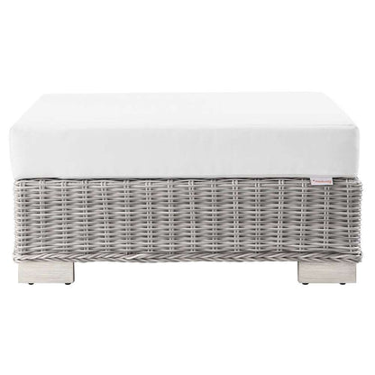Modway - Conway Outdoor Patio Wicker Rattan Ottoman - EEI-4839-LGR-WHI veiw 4