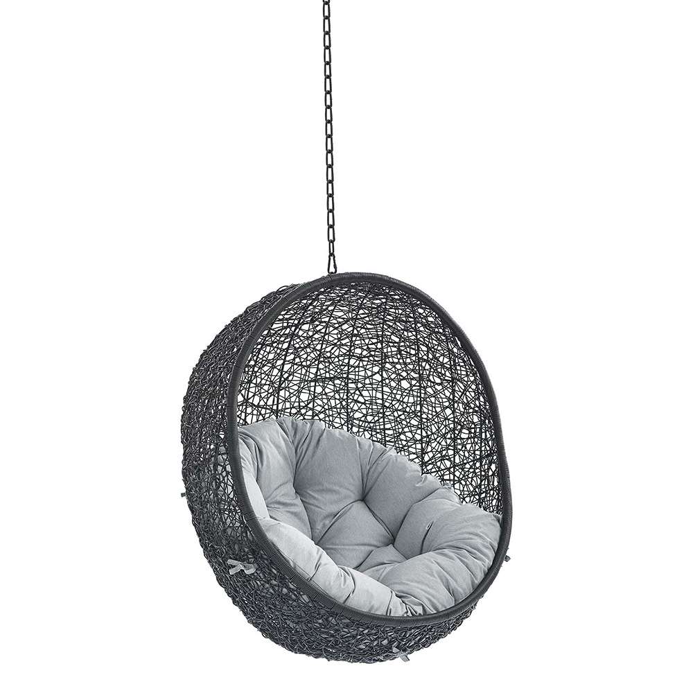 Modway - Encase Sunbrella Fabric Swing Outdoor Patio Lounge Chair Without Stand - EEI-3635-BLK-GRY veiw 1