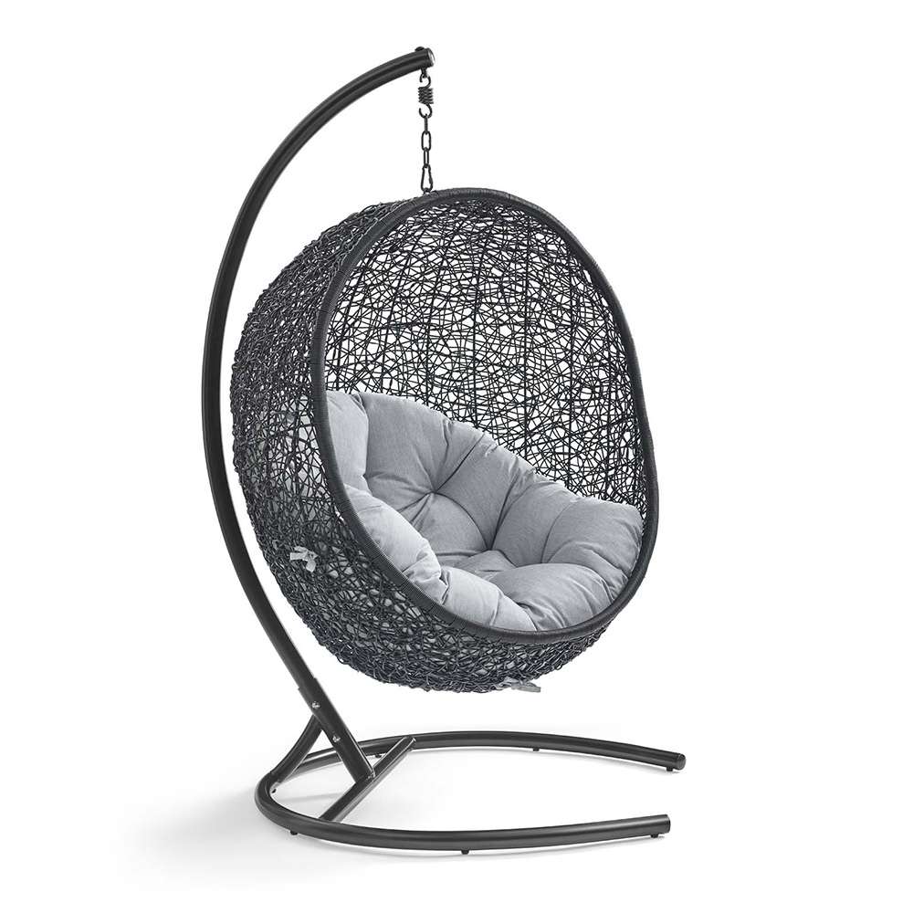 Modway - Encase Sunbrella Swing Outdoor Patio Lounge Chair - EEI-3943-BLK-GRY veiw 1