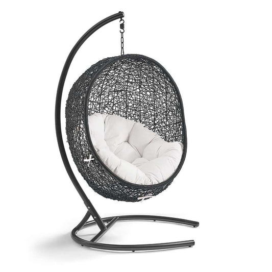 Modway - Encase Sunbrella Swing Outdoor Patio Lounge Chair - EEI-3943-BLK-WHI veiw 1