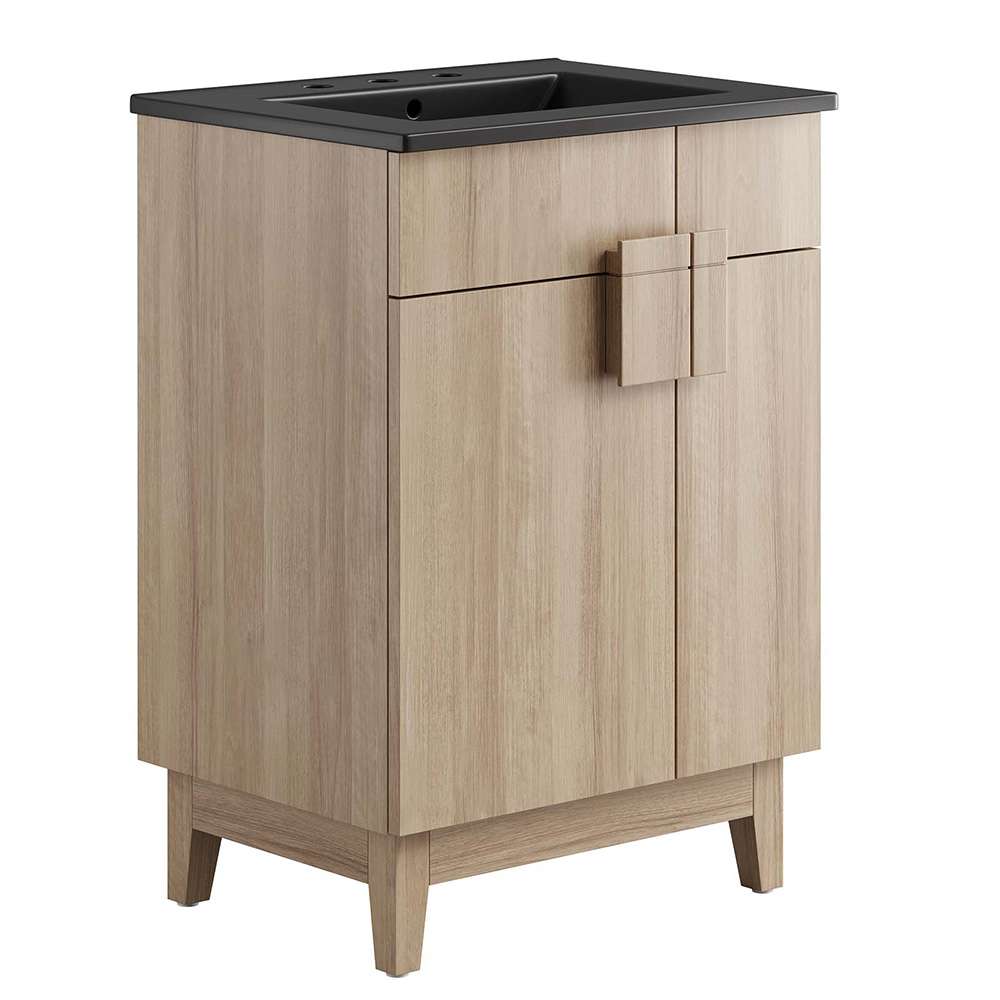 Modway - Miles 24in Bathroom Vanity - EEI-6483-BLK-OAK veiw 1