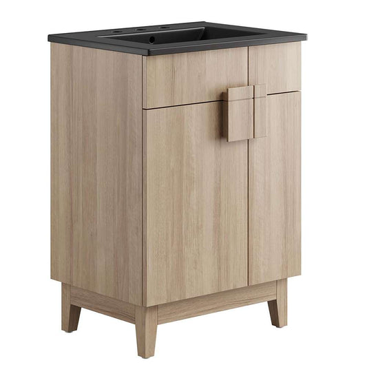 Modway - Miles 24in Bathroom Vanity - EEI-6483-BLK-OAK veiw 1