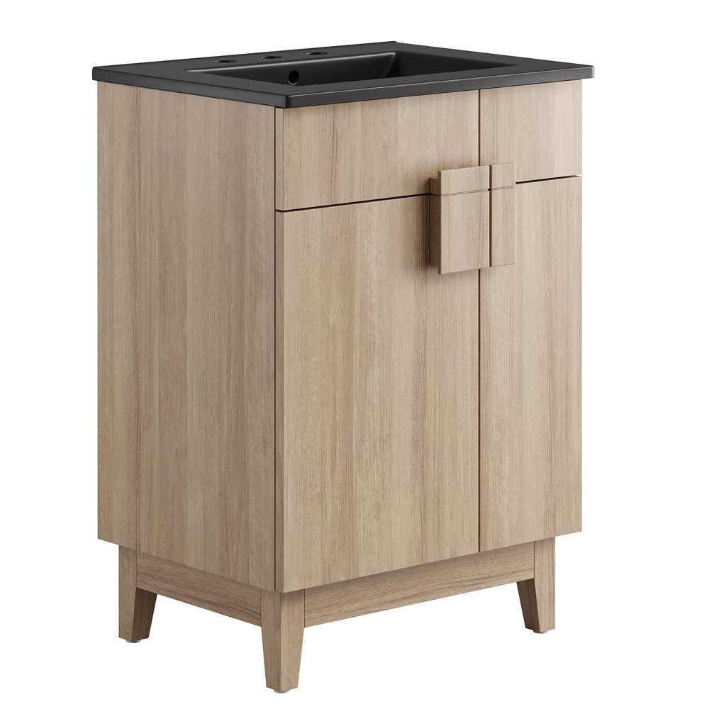 Modway - Miles 24in Bathroom Vanity - EEI-6483-BLK-OAK veiw 2