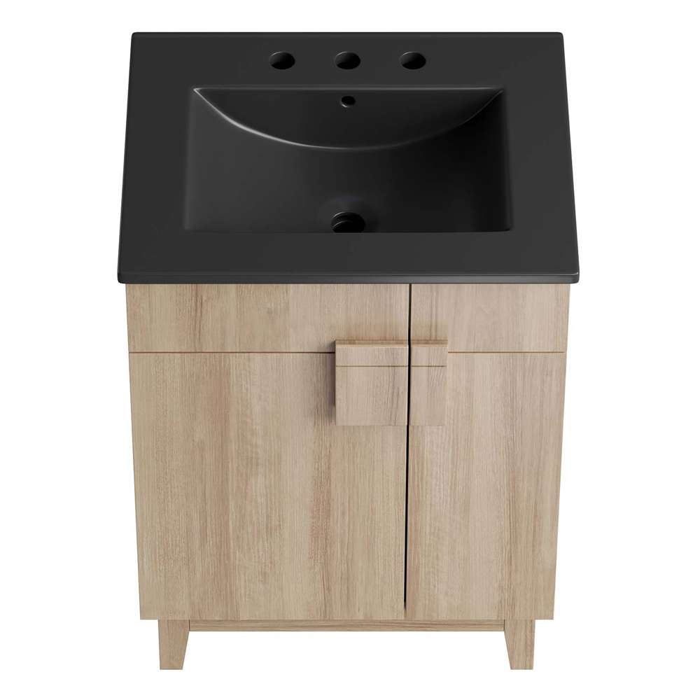 Modway - Miles 24in Bathroom Vanity - EEI-6483-BLK-OAK veiw 4