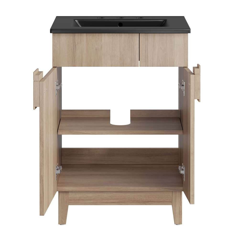 Modway - Miles 24in Bathroom Vanity - EEI-6483-BLK-OAK veiw 5