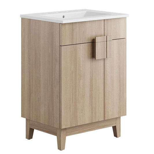 Modway - Miles 24in Bathroom Vanity - EEI-6482-WHI-OAK veiw 1
