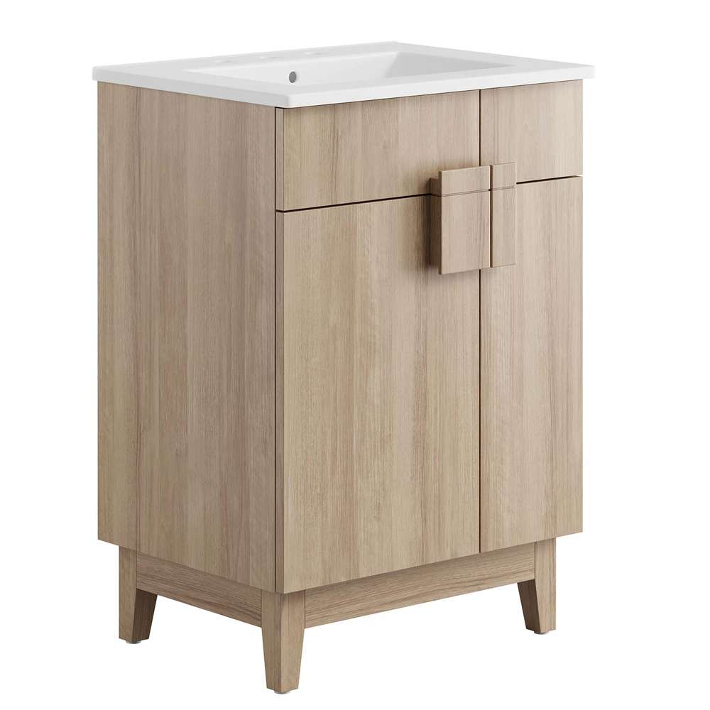 Modway - Miles 24in Bathroom Vanity - EEI-6482-WHI-OAK veiw 2