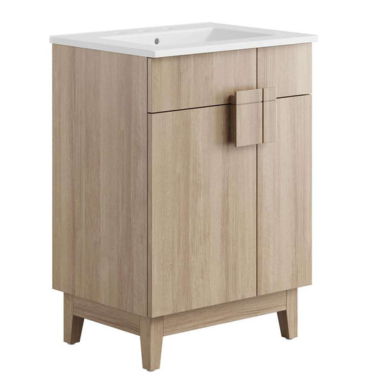 Modway - Miles 24in Bathroom Vanity - EEI-6482-WHI-OAK veiw 2