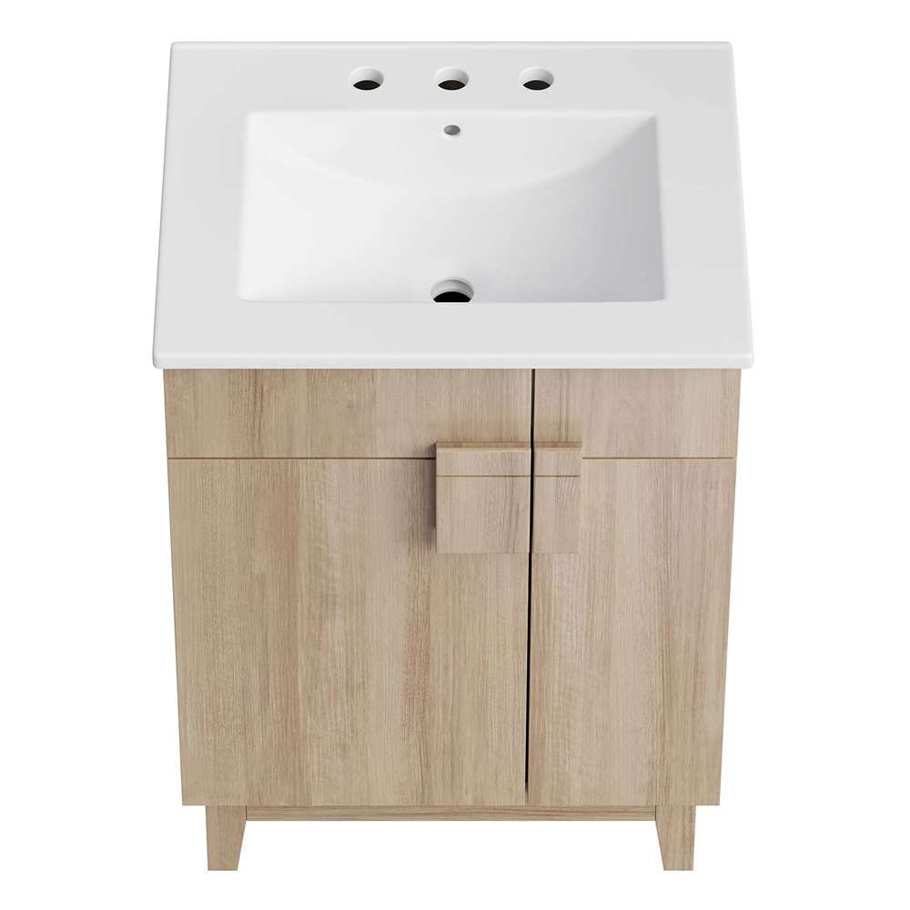 Modway - Miles 24in Bathroom Vanity - EEI-6482-WHI-OAK veiw 4