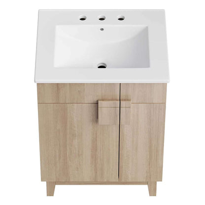Modway - Miles 24in Bathroom Vanity - EEI-6482-WHI-OAK veiw 4