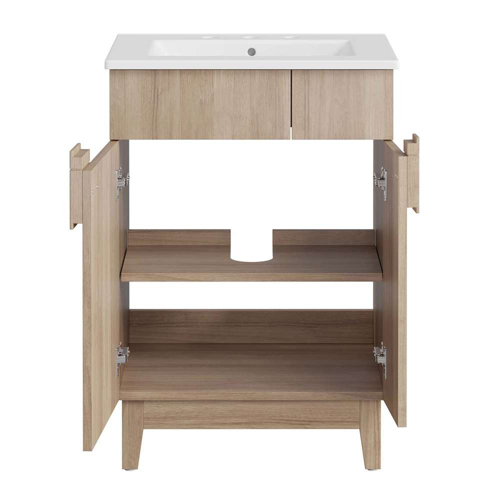 Modway - Miles 24in Bathroom Vanity - EEI-6482-WHI-OAK veiw 5