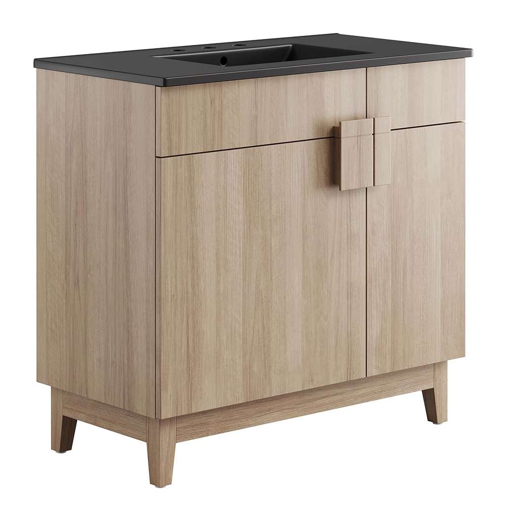 Modway - Miles 36in Bathroom Vanity - EEI-6485-BLK-OAK veiw 1