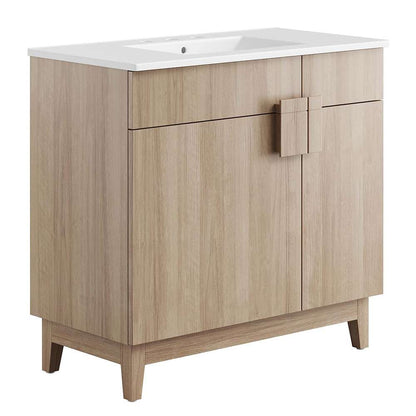 Modway - Miles 36in Bathroom Vanity - EEI-6484-WHI-OAK veiw 1