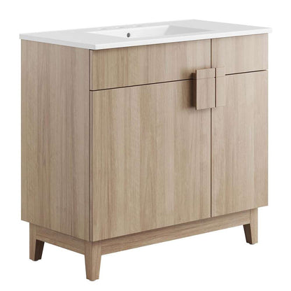 Modway - Miles 36in Bathroom Vanity - EEI-6484-WHI-OAK veiw 2