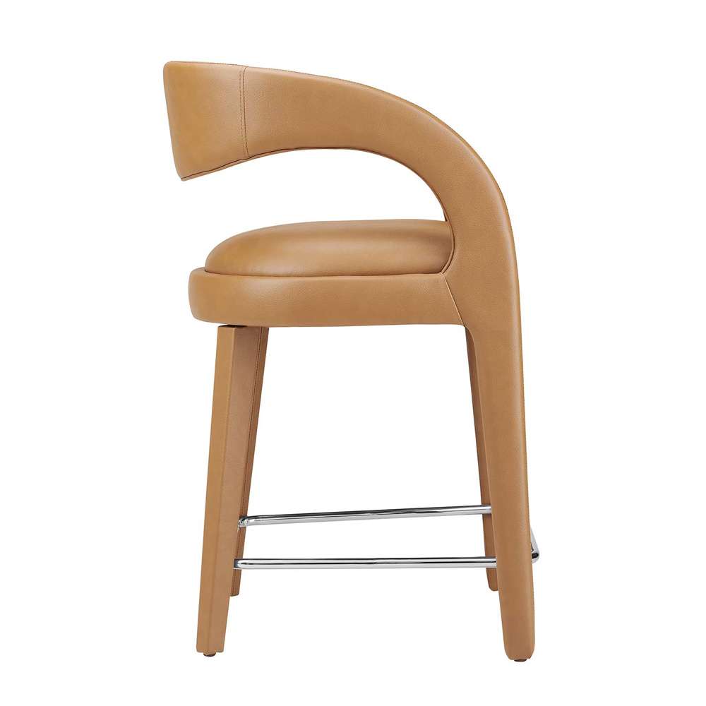 Modway - Pinnacle Vegan Leather Counter Stool (Set of 2) - EEI-6564-TAN-SLV veiw 3
