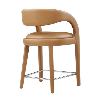Modway - Pinnacle Vegan Leather Counter Stool (Set of 2) - EEI-6564-TAN-SLV veiw 4