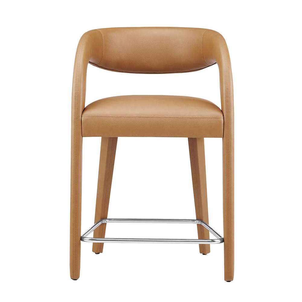 Modway - Pinnacle Vegan Leather Counter Stool (Set of 2) - EEI-6564-TAN-SLV veiw 5