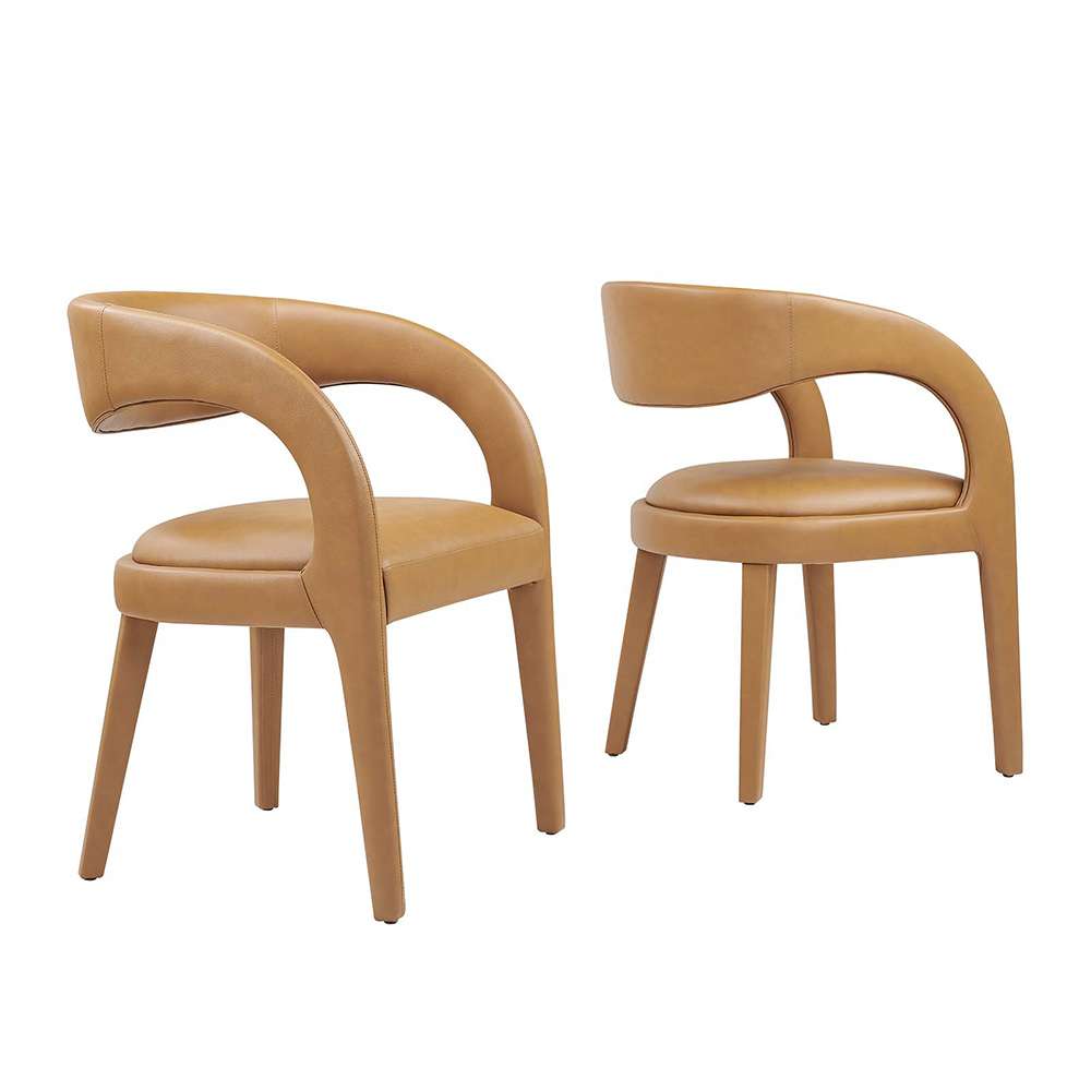 Modway - Pinnacle Vegan Leather Dining Chair (Set of 2) - EEI-6561-TAN veiw 1