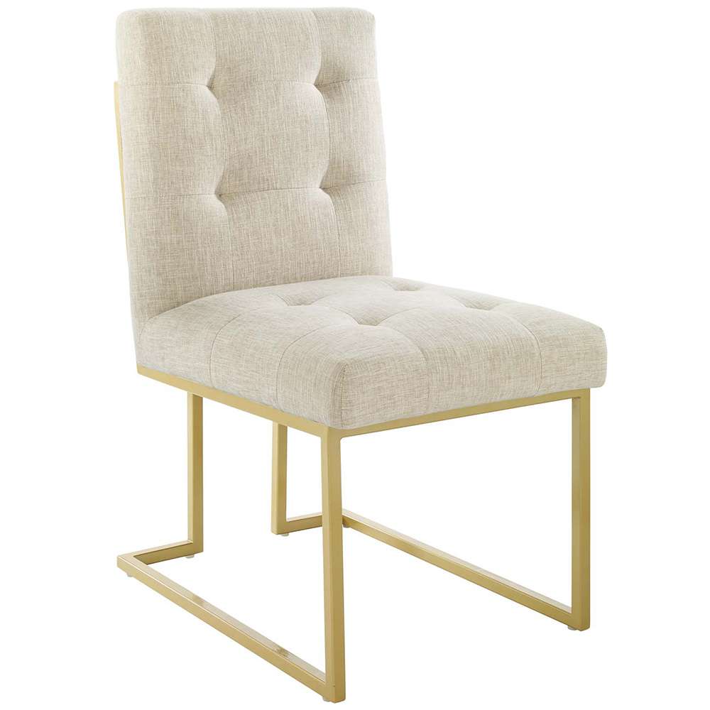 Modway - Privy Gold Stainless Steel Upholstered Fabric Dining Accent Chair - EEI-3743-GLD-BEI veiw 1