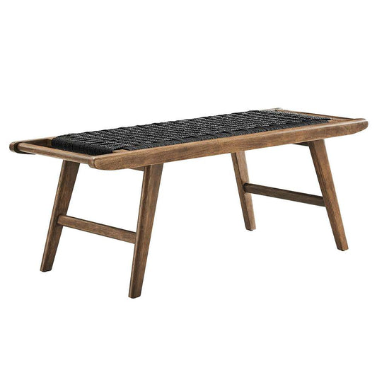 Modway - Saoirse 47in Wove Rope Wood Bench - EEI-6552-WAL-BLK veiw 1