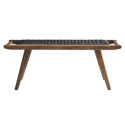 Modway - Saoirse 47in Wove Rope Wood Bench - EEI-6552-WAL-BLK veiw 4