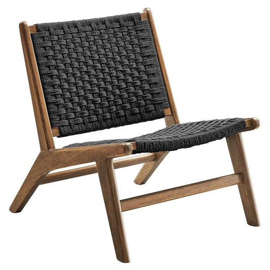 Modway - Saoirse Woven Rope Wood Accent Lounge Chair - EEI-6543-WAL-BLK veiw 2
