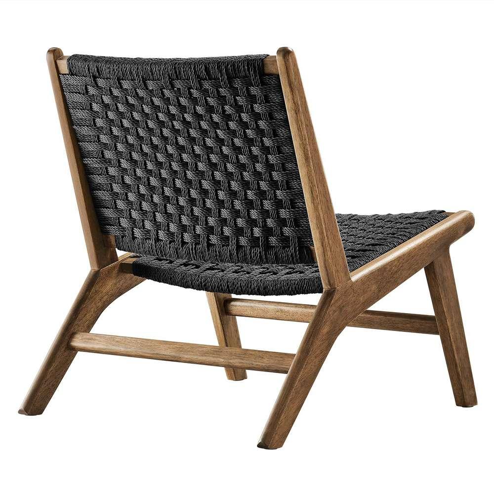 Modway - Saoirse Woven Rope Wood Accent Lounge Chair - EEI-6543-WAL-BLK veiw 4