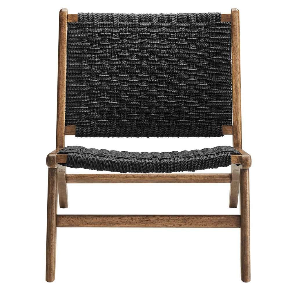 Modway - Saoirse Woven Rope Wood Accent Lounge Chair - EEI-6543-WAL-BLK veiw 5