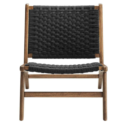 Modway - Saoirse Woven Rope Wood Accent Lounge Chair - EEI-6543-WAL-BLK veiw 5
