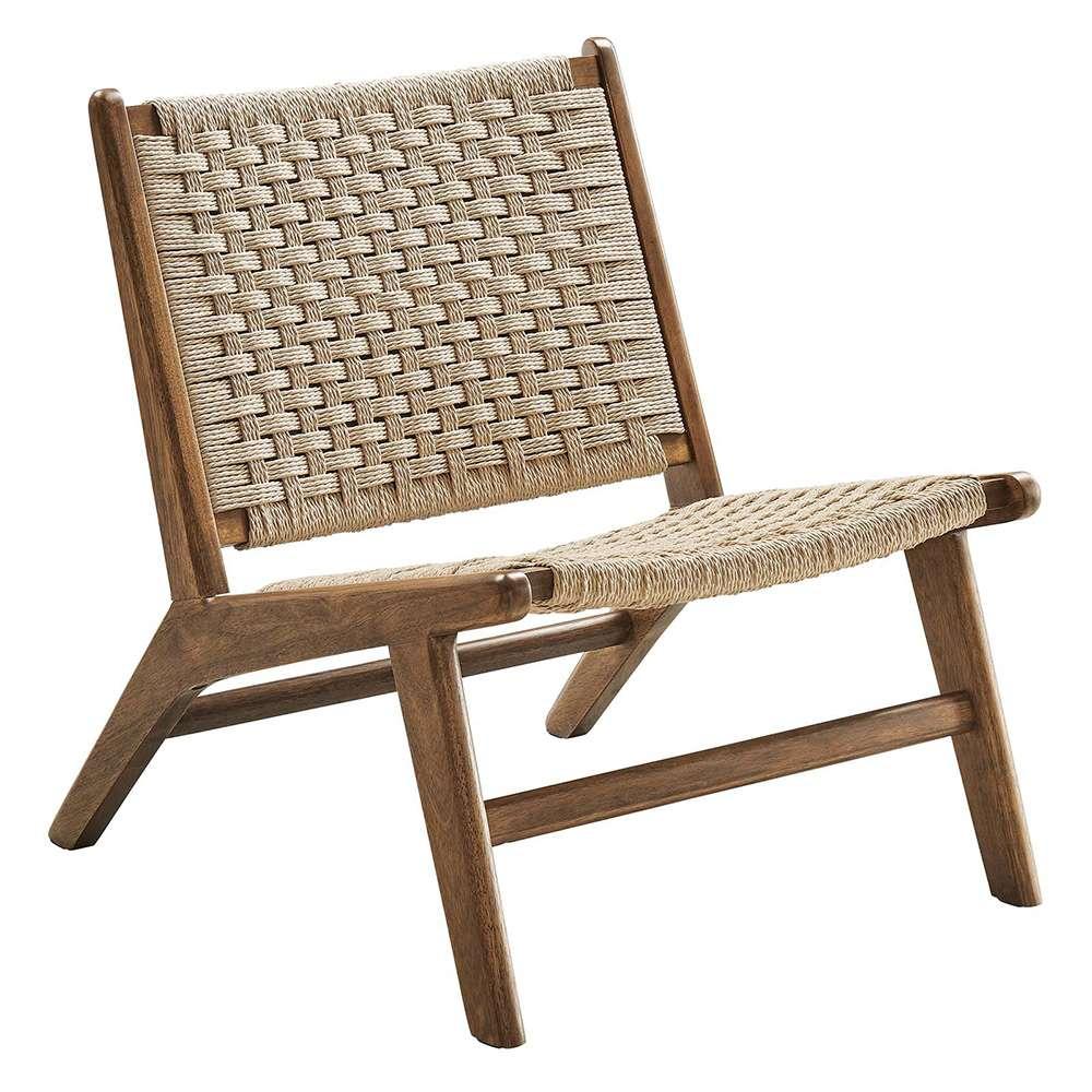 Modway - Saoirse Woven Rope Wood Accent Lounge Chair - EEI-6543-WAL-NAT veiw 1