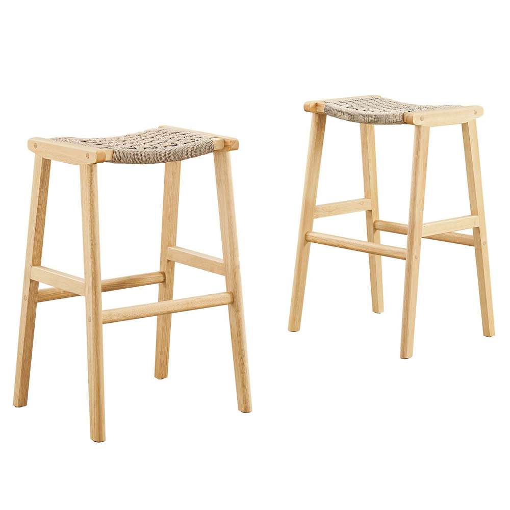 Modway - Saoirse Woven Rope Wood Bar Stool - (Set of 2) - EEI-6550-NAT-NAT veiw 2