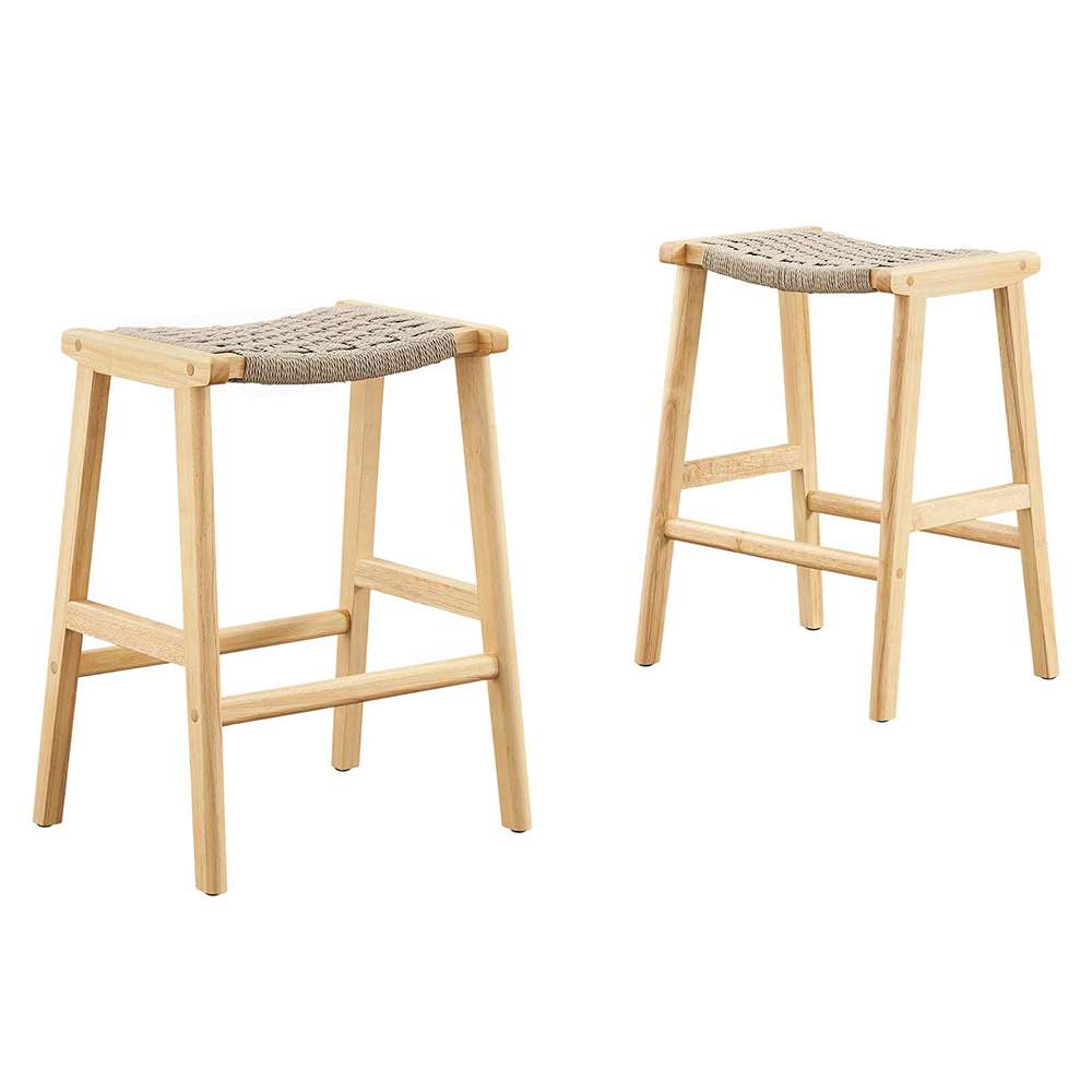 Modway - Saoirse Woven Rope Wood Counter Stool - (Set of 2) - EEI-6548-NAT-NAT veiw 1